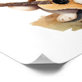 Nursery Art Poster Puppy met een gitaar (Hoek)