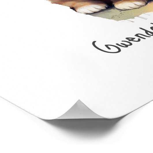 Nursery Art Poster Tabby Cat met gitaar (Hoek)