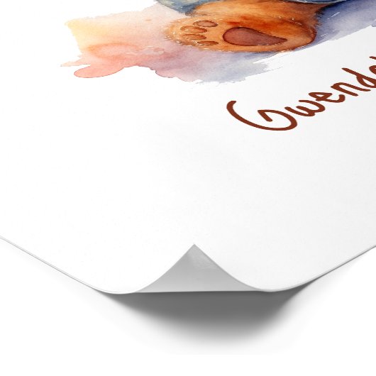 Nursery Art Poster Teddy Bear Gitaar  (Hoek)