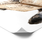 Nursery Art Poster Wasbeer Lezen met bril (Hoek)