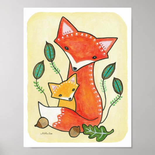 Nursery art Print Fox Print Woodland Nursery Decor (Voorkant)