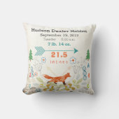 Nursery Baby Boy Birth Stats Fox Arrows Acorns Kussen (Voorkant)