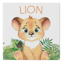 Nursery Baby Lion Faux Canvas Afdrukken