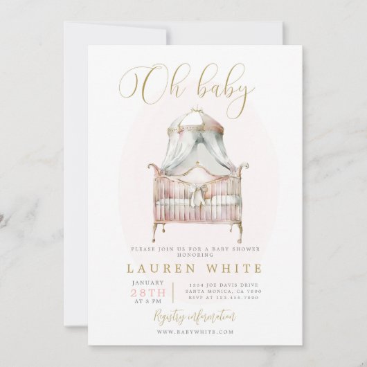 Nursery Baby shower Meisje Kaart (Voorkant)