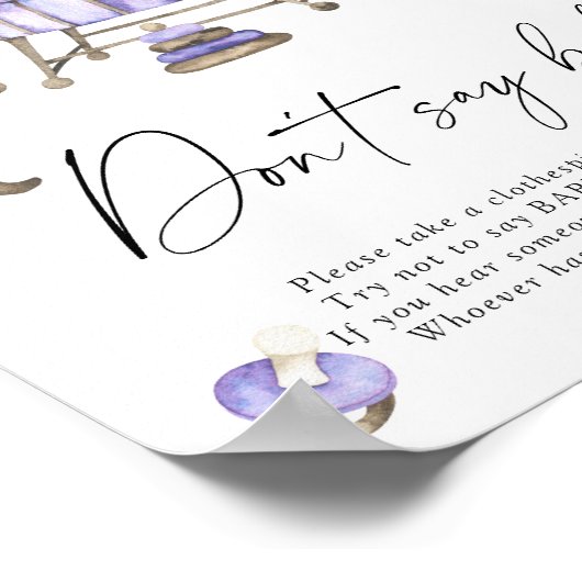 Nursery baby shower Zeg niet baby Poster (Hoek)