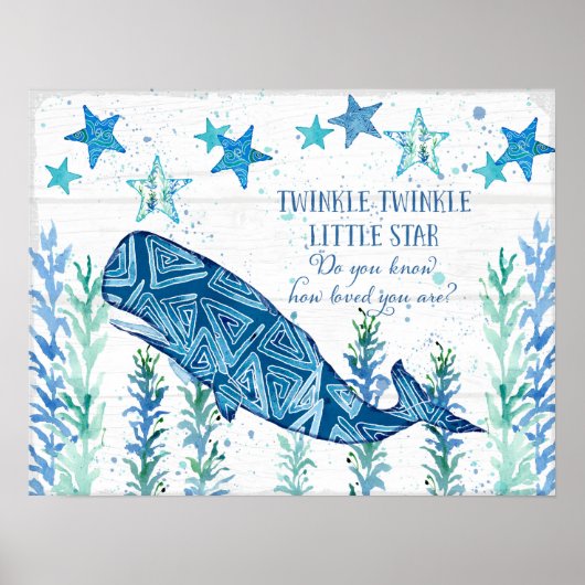 Nursery Baby Whale Starfish Moderne Beach Geometri Poster (Voorkant)