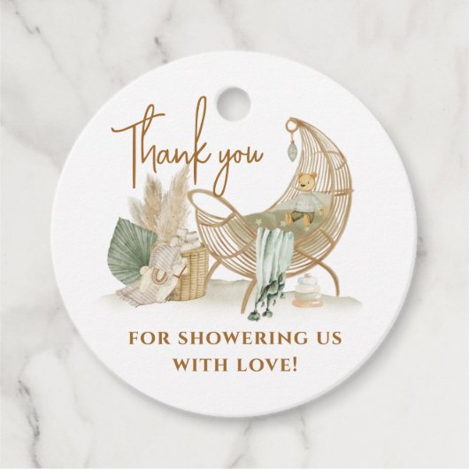 Nursery Boho Modern Greenery Baby shower Bedankjes Labels (Voorkant)