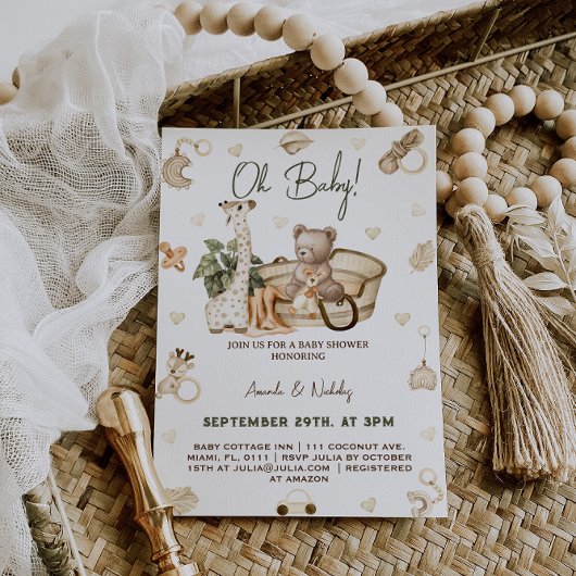 Nursery Boho Neutraal Baby shower Kaart