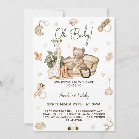 Nursery Boho Neutraal Baby shower Kaart (Voorkant)