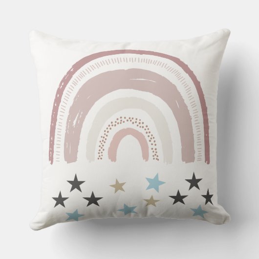 Nursery Cushion Birth Record Rainbow Stars Kussen (Achterkant)