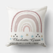 Nursery Cushion Birth Record Rainbow Stars Kussen (Voorkant)
