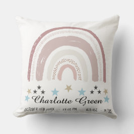 Nursery Cushion Birth Record Rainbow Stars Kussen