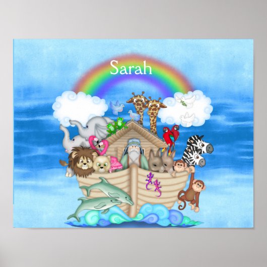 NURSERY CUSTOM Noahs Ark RAINBOW MURAL Poster (Voorkant)
