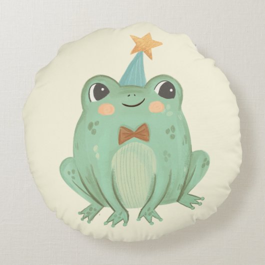 Nursery Cute Frog Baby Rond Kussen (Achterkant)
