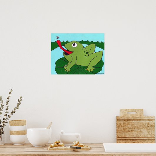 Nursery Decor, kikkervisvlieg, handtekening Poster (Keuken)