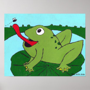 Nursery Decor, kikkervisvlieg, handtekening Poster
