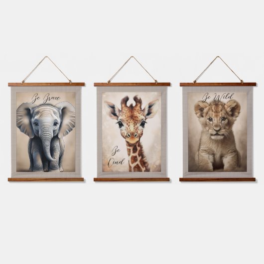 Nursery Decor Oerwoud Dieren Prints Hangend Wandkleed (Driedubbel)