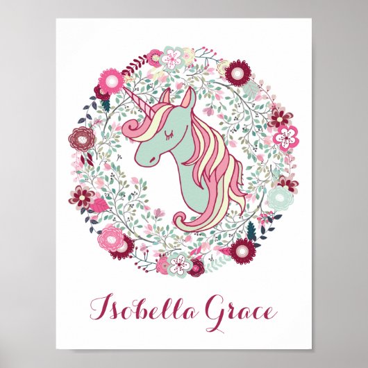 Nursery Decor Schattig Unicorn Art Poster (Voorkant)