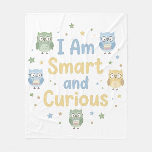 Nursery Growth Affirmation Smart and Curious Fleece Deken (Voorkant)