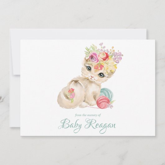 Nursery Kitten Monogram Baby shower Bedankkaart (Voorkant)