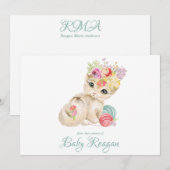 Nursery Kitten Monogram Baby shower Bedankkaart (Voorkant / Achterkant)