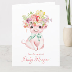 Nursery Little Pig Baby shower Bedankkaart