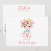 Nursery Little Piggy Monogram Baby shower Bedankkaart (Voorkant / Achterkant)