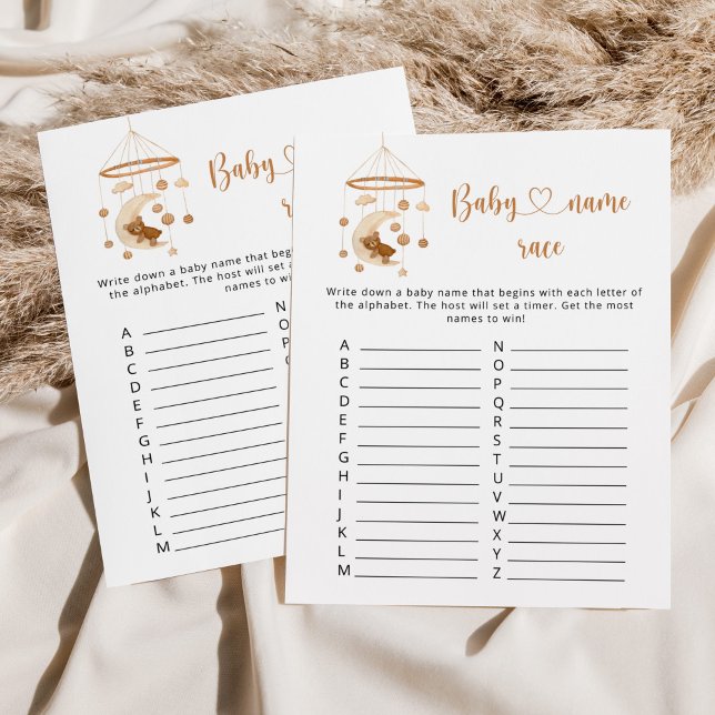 Nursery mobile Baby name race baby shower game (Creator heeft geüpload)