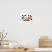 Nursery owl poster baby met mam pa (Keuken)