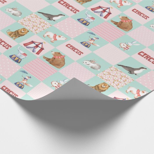 Nursery Patchwork Circus Pastell Pattern Cadeaupapier (Hoek)