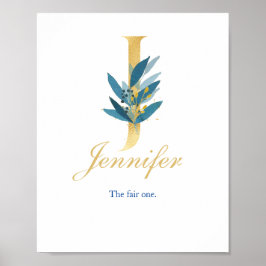 Nursery Print Name, Letter J, Baby girl wall art