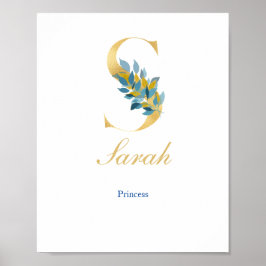 Nursery Print Name, Letter S, Baby girl wall art