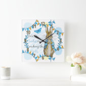 Nursery Rabbit en Bunting Clock Vierkante Klok (Huis)