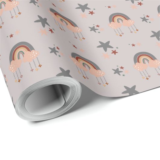 Nursery Rainbow Stars Multicolor Elegant Cadeaupapier (Rol Hoek)