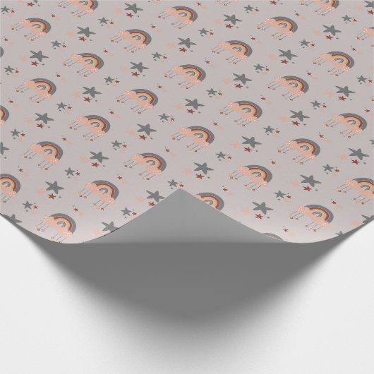 Nursery Rainbow Stars Multicolor Elegant Cadeaupapier (Hoek)