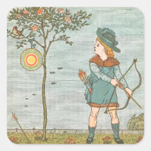 Nursery Rhyme Art Boy met Bow & Arrow Vierkante Sticker