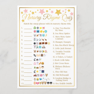 Nursery Rhyme Baby Emoji Game Pink Gold Star Kaart