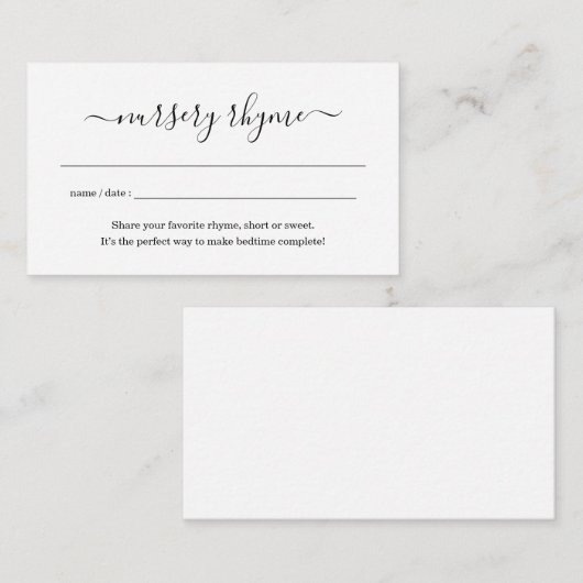 Nursery Rhyme Baby shower Invitation Simple Informatiekaartje (Voorkant / Achterkant)