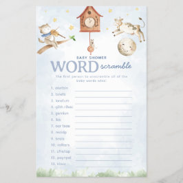 Nursery Rhyme Baby shower Word Scramble spel Flyer