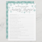 Nursery Rhyme Game Snowflake Baby shower Game Kaar Kaart (Voorkant / Achterkant)