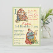 Nursery Rhyme Invitation - Little Piggy on back Kaart (Staand voorkant)