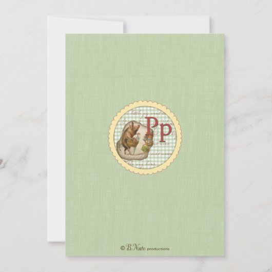 Nursery Rhyme Invitation - Little Piggy on back Kaart (Achterkant)