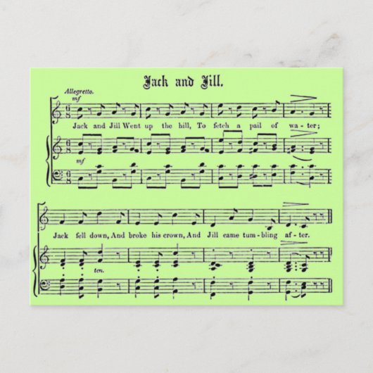 Nursery Rhyme Jack en Jill Briefkaart (Voorkant)