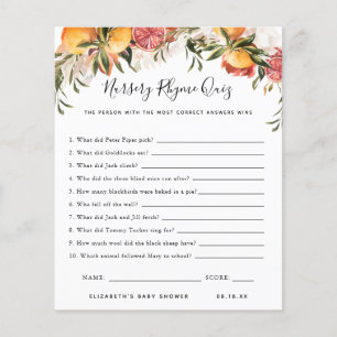 Nursery Rhyme Quiz   BABY SHOWER