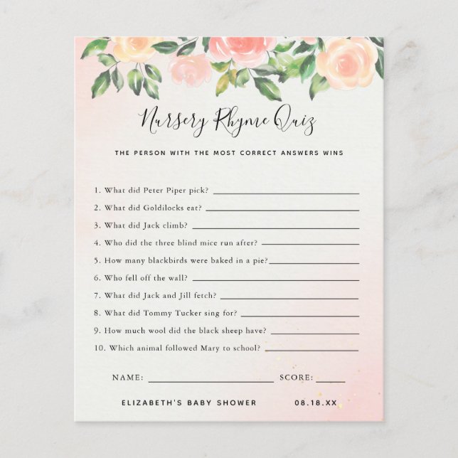 Nursery Rhyme Quiz | BABY SHOWER (Voorkant)