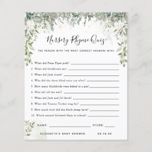 Nursery Rhyme Quiz BABY SHOWER