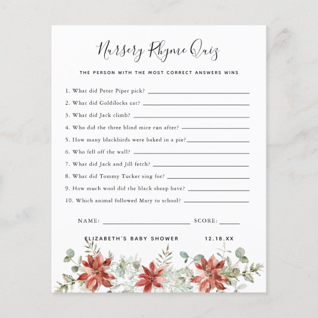 Nursery Rhyme Quiz | BABY SHOWER (Voorkant)