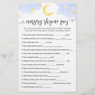 Nursery Rhyme Quiz Baby shower game met Answers