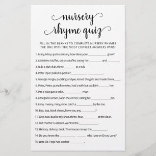 Nursery Rhyme Quiz Baby shower game met Answers
