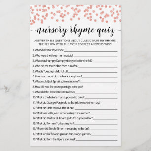 Nursery Rhyme Quiz Baby shower game met Answers